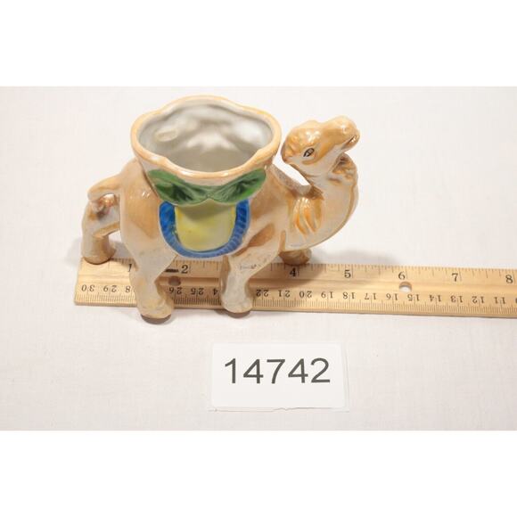 Vintage Lusterware Camel Figurine Small Planter Vase Ceramic Kitch MCM Japan - Picture 9 of 10
